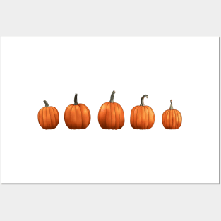 Five Pumpkins (Bright Green) Posters and Art